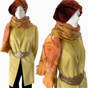 Tahari coat/blazer medium & Artisan Scarf & Belt Faux suede GORGEOUS